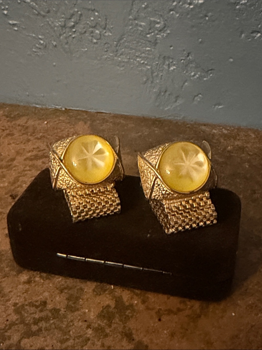 Gold-Tone Vintage Cufflinks with Cabochon Accents